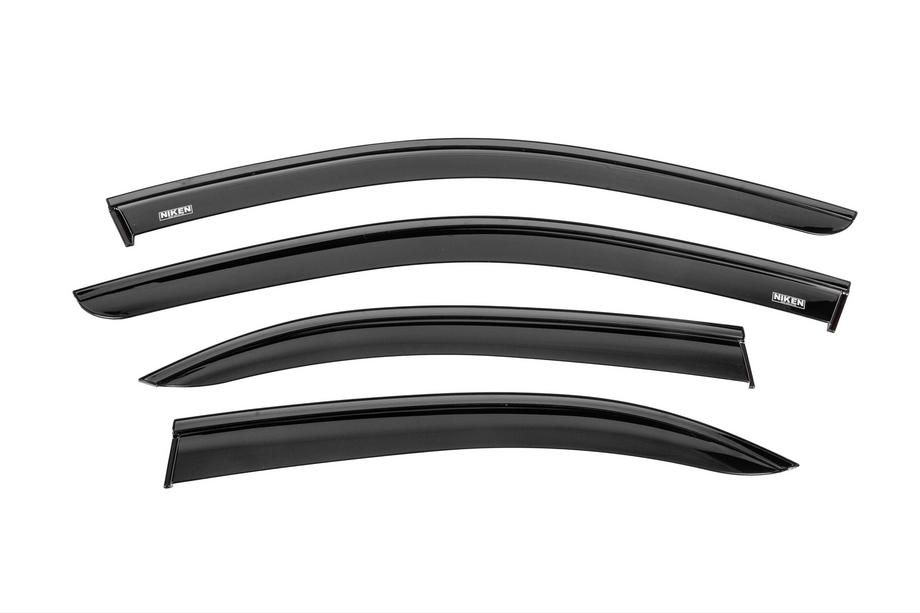 Mercedes C-class W204 2007-2015 гг. Ветровики с чёрным молдингом Niken Luxury (4 шт) Фото 1
