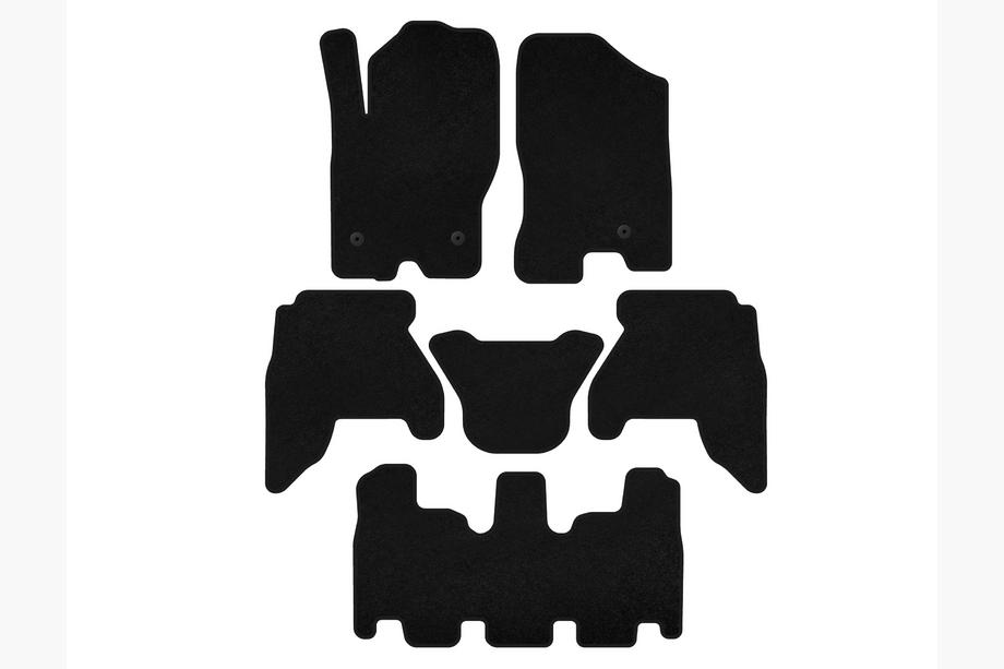 Nissan Pathfinder R51 2005-2014 гг. Текстильные коврики Deluxe V1 (3 ряда, Черный, 2010-2014) Фото 1