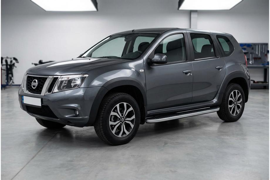 Nissan Terrano 2014- гг. Боковые Подножки Tayga Grey (2 шт., Алюминий) Фото 1