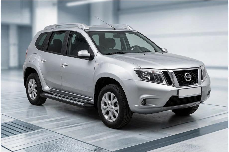 Nissan Terrano 2014- гг. Боковые Подножки Vision New Black (2 шт., Алюминий) Image