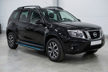 Nissan Terrano 2014- гг. Боковые пороги Maya Blue (2 шт., Алюминий) фото 1