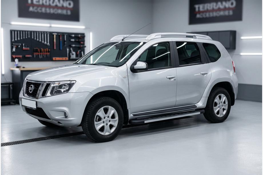 Nissan Terrano 2014- гг. Боковые Подножки Duru (2 шт., Алюминий) Image
