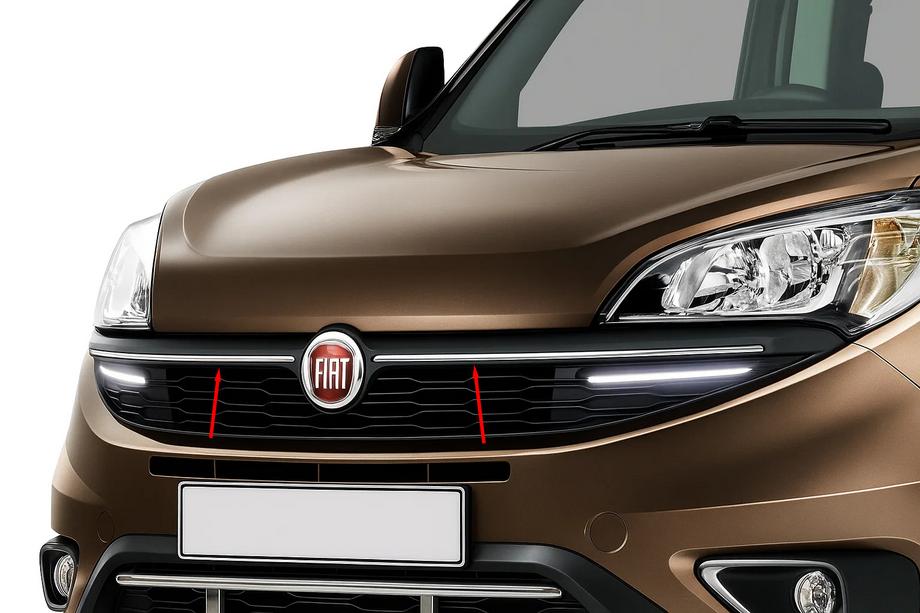 Fiat Doblo II 2010-2022 гг. Накладки на решетку радиатора (2015↗, 2 шт., нержавейка) Image