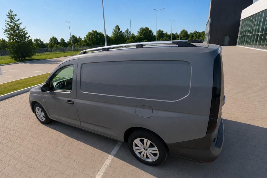 Volkswagen Caddy 2020- гг. Рейлинги хром (турецкий дизайн) Стандартная база, Пластиковые ножки Фото 2