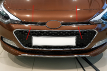 Hyundai I-20 2014-2020 гг. Накладки на решетку 2014-2018 (2 шт, нержавейка) фото 1
