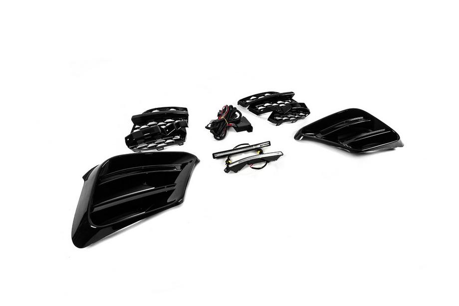 Mercedes S-class W223 2020- гг. Комплект решёток переднего бампера BRB (для AMG Line, с дневными ходовыми огнями) Image