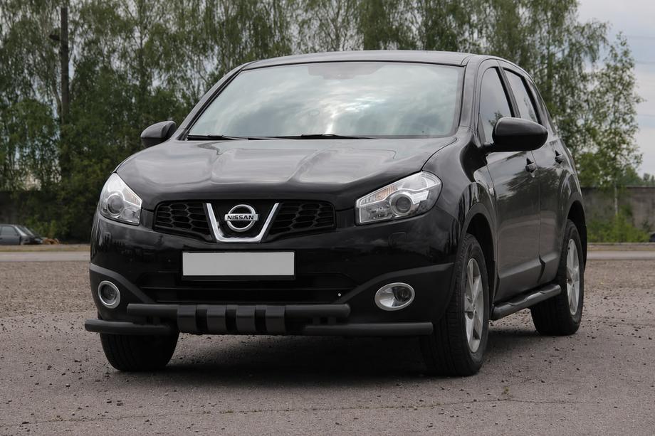 Nissan Qashqai 2010-2014 гг. Передний ус ST009-15 Black (нерж.) Image