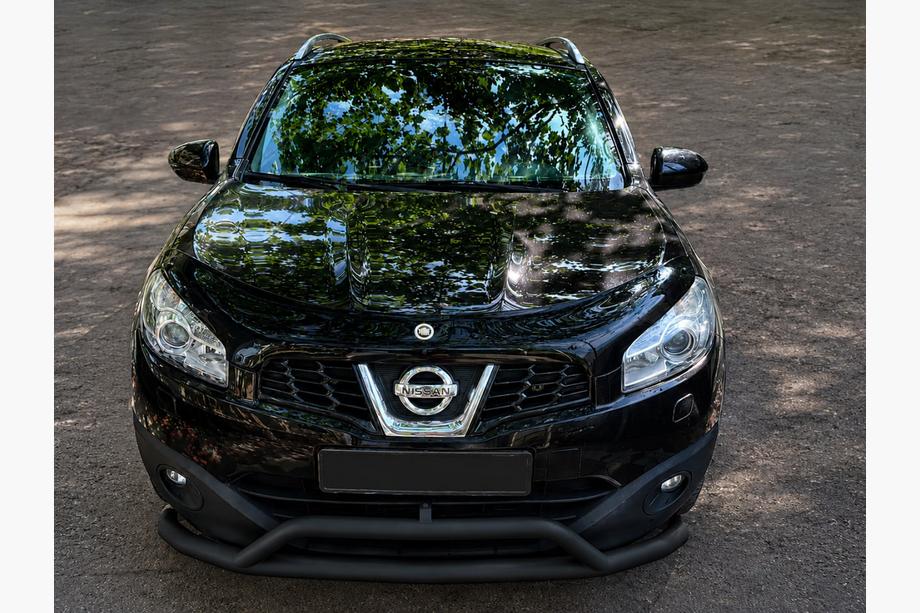 Nissan Qashqai 2010-2014 гг. Передняя защита Black (нерж. сталь) Image