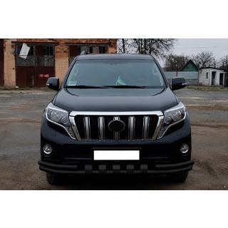 Передняя защита (кенгурятник) F3-31 Black (нерж.) Toyota Land Cruiser Prado 150 2009-2023 гг. фото 2