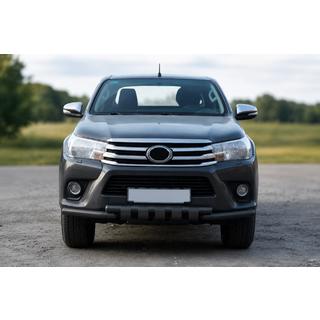 Передняя защита F3-34 Black (нерж.) Toyota Hilux 2015- гг. фото 1