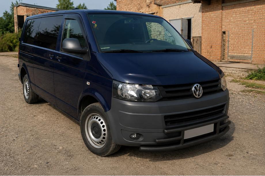 Volkswagen T5 2010-2015 гг. Передняя защита F3-42 Black (нерж.) Фото 3