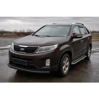 Передняя защита ST008 Black (2013-2015, нерж. сталь) Kia Sorento II XM 2009-2014 гг. фото 1