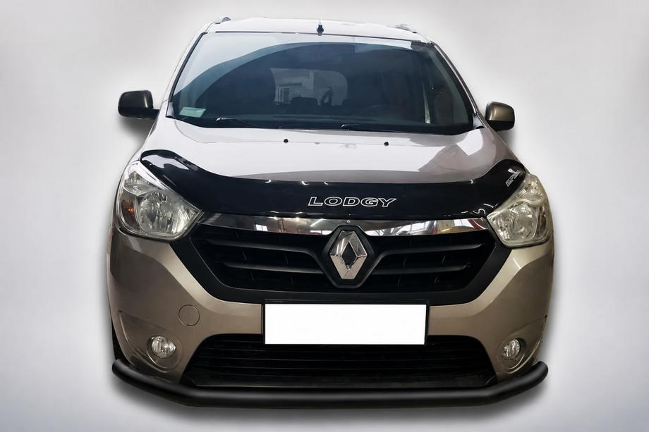 Renault Lodgy 2013-2022 гг. Передняя защита ST008 Черная (Нержавейка) Image