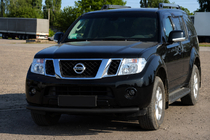 Nissan Navara 2006-2015 гг. Передняя защита ST008 Черная (Нержавейка) фото 1