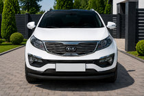 Kia Sportage 2010-2015 гг. Передняя защита ST008 Черная (Нержавейка) фото 1