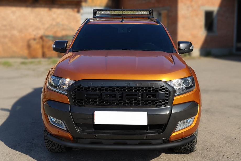 Ford Ranger 2011–2022 гг. Передняя защита ST008 Черная (Нержавейка) Image