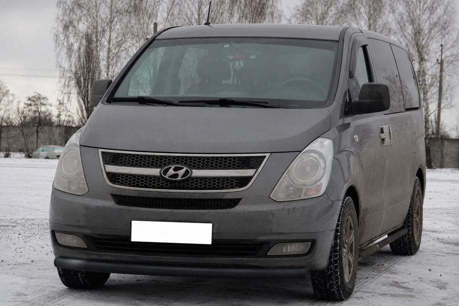 Hyundai H300, H1, Starex 2008-2020 гг. Передняя защита ST008 Черная (Нержавейка) Фото 3