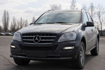 Mercedes ML W164 2005-2011 гг. Передняя защита ST008 Черная (Нержавейка) фото 3