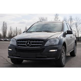 Передняя защита ST008 Черная (Нержавейка) Mercedes ML W164 2005-2011 гг. фото 3