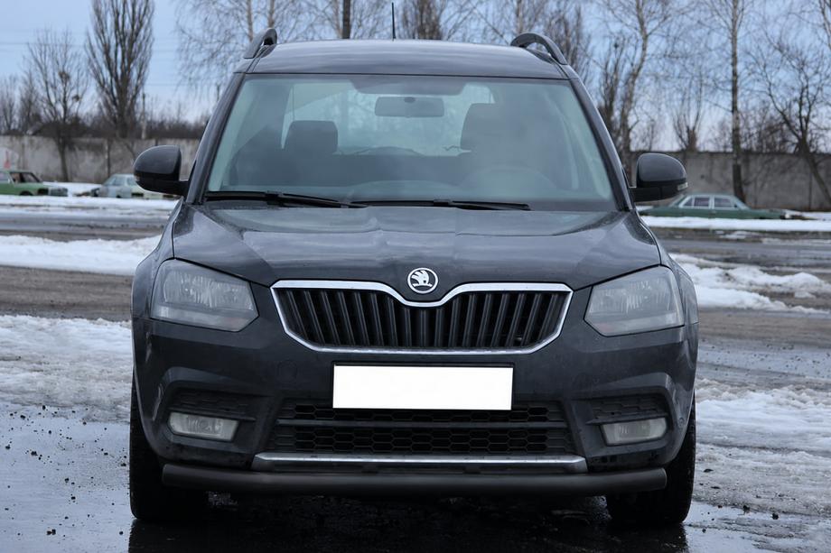 Skoda Yeti 2009-2017 гг. Передняя защита ST008 Черная (Нержавейка) Image