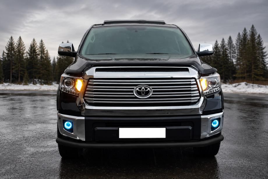 Toyota Tundra 2007-2021 гг. Передняя защита ST008 Черная (Нержавейка) Фото 1