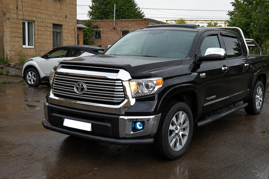 Toyota Tundra 2007-2021 гг. Передняя защита ST008 Черная (Нержавейка) Фото 2