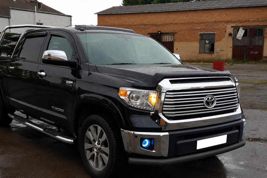 Toyota Tundra 2007-2021 гг. Передняя защита ST008 Черная (Нержавейка) Фото 3