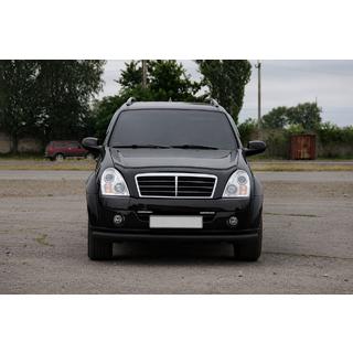 Передняя защита ST008 Черная (Нержавейка) SsangYong Rexton I 2001-2017 гг. фото 2