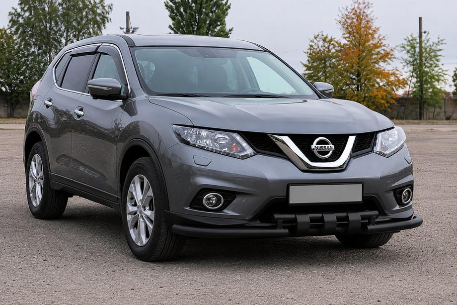 Nissan X-trail T32/Rogue 2014-2021 гг. Передняя защита ST009-15 Black (нерж.) Фото 3