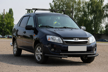 Lada Granta 2011- гг. Передняя защита ST009-2 Black (нерж.) фото 1