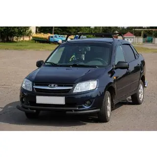 Передняя защита ST009-2 Black (нерж.) Lada Granta 2011- гг. фото 2