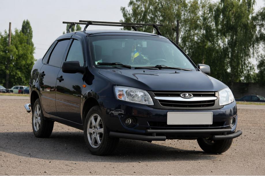 Lada Granta 2011- гг. Передняя защита ST009-2 Black (нерж.) Image