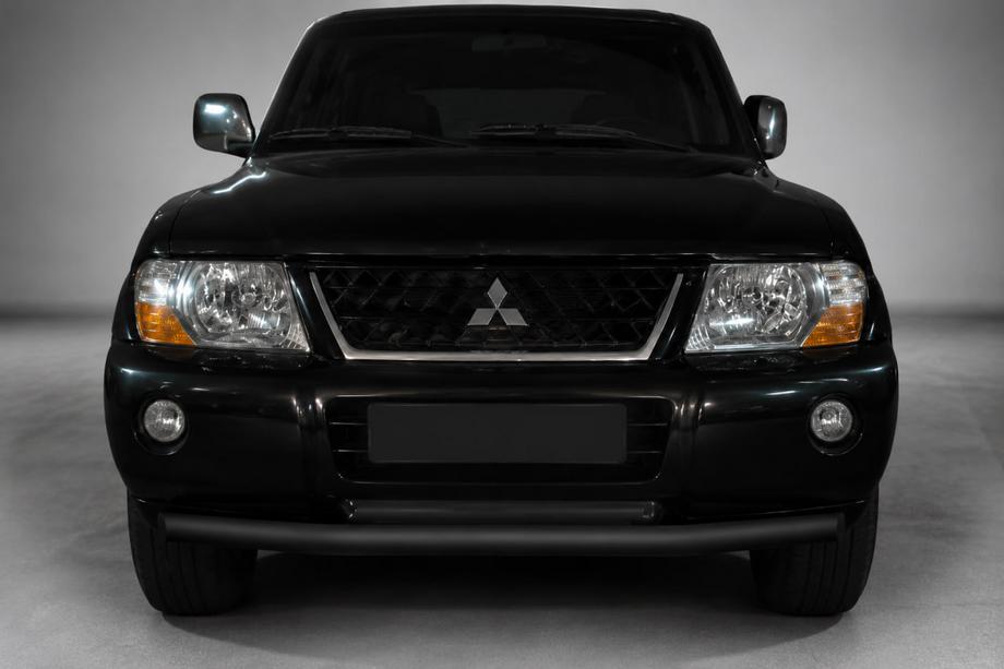 Mitsubishi Pajero Wagon III 1999-2006 гг. Передняя защита ST014 Черная (Нержавеющая сталь) Фото 1