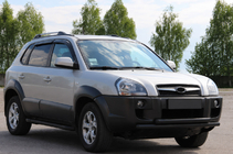 Hyundai Tucson JM 2004- гг. Передняя защита ST014 Черная (Нержавеющая сталь) фото 2