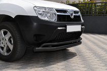 Dacia Duster 2008-2018 гг. Передняя защита ST017 Black (нерж. сталь) фото 2