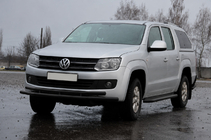 Volkswagen Amarok 2010-2022 гг. Передняя защита ST018-2 Black (нерж) фото 4