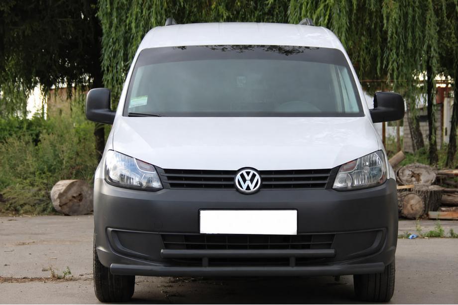 Volkswagen Caddy 2010-2015 гг. Передний двойной кенгурятник 60/48 мм Black (нерж.) Image