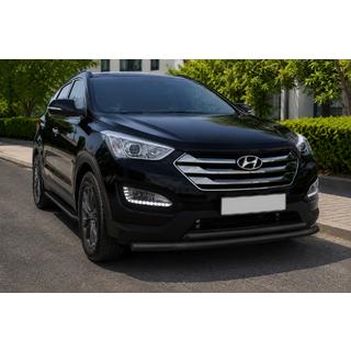 Передняя дуга защиты ST014 Black (нержавеющая сталь) Hyundai Santa Fe 3 2012-2018 гг. фото 1