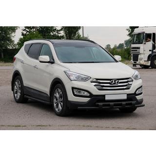 Передняя дуга ST015 Black (нерж.) Hyundai Santa Fe 3 2012-2018 гг. фото 3