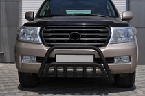 Toyota Land Cruiser 200 2007-2021 гг. Передняя дуга WT002 Черная (нерж. сталь) фото 1