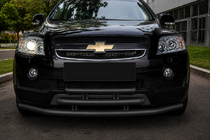 Chevrolet Captiva 2006-2019 гг. Передняя тройная защита Black (нерж.) фото 1