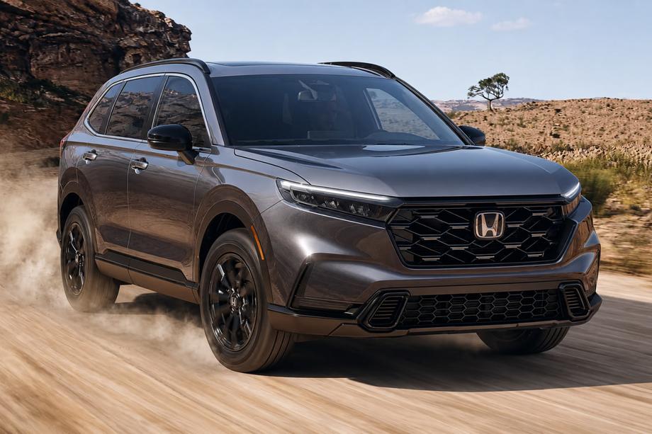 Honda CRV 2022- гг. Интегрированные рейлинги черные OEM (ABS-пластик, установка на клей) Image