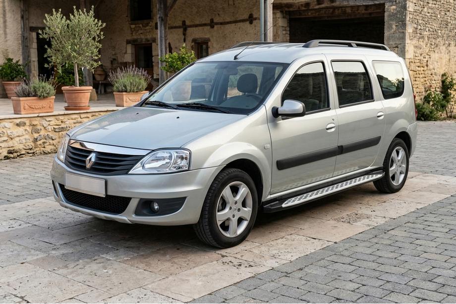 Renault Logan MCV 2005-2013 гг. Боковые Подножки Shining V1 (2 шт., Алюминий) Image