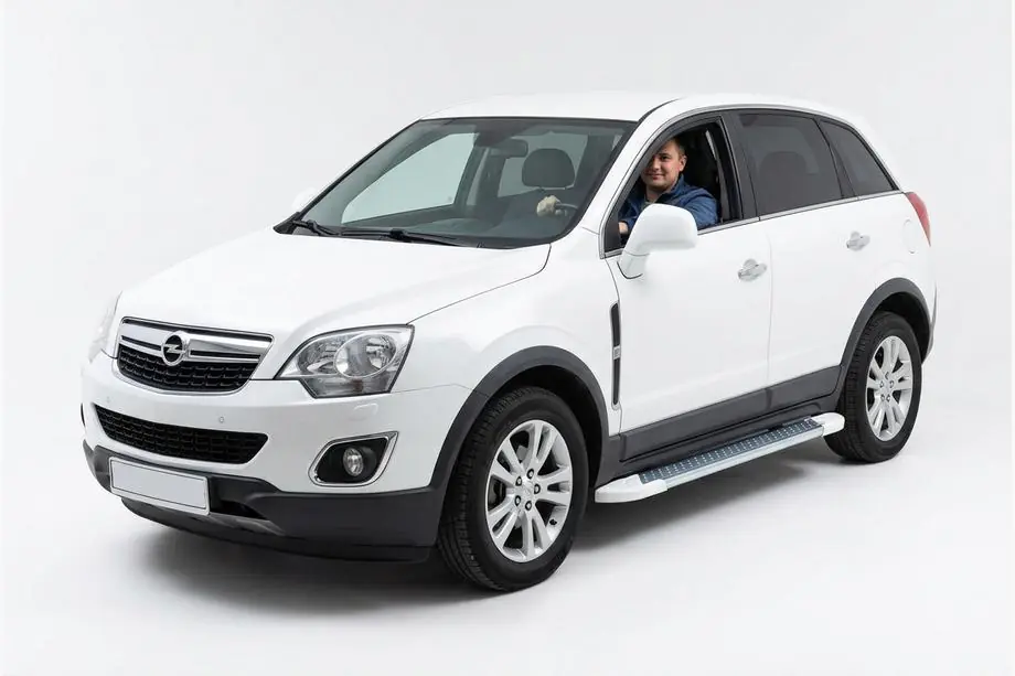 Opel Antara 2006-2017 гг. Боковые Подножки Allmond White (2 шт., Алюминий) Image
