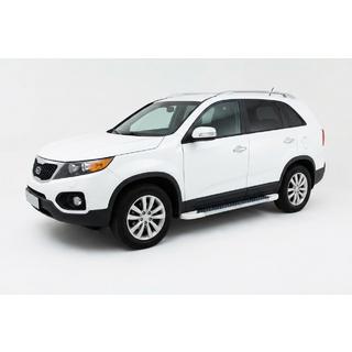 Боковые Подножки Allmond White (2 шт., Алюминий) Kia Sorento II XM 2009-2014 гг. фото 1