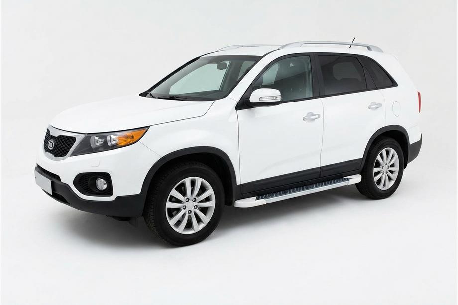 Kia Sorento II XM 2009-2014 гг. Боковые Подножки Allmond White (2 шт., Алюминий) 2013-2016 Image