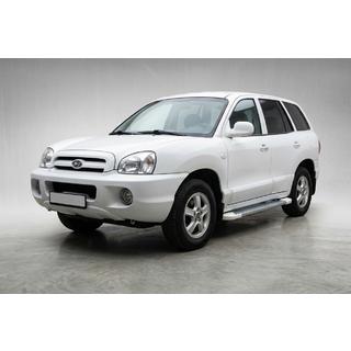 Боковые Подножки Allmond White (2 шт., Алюминий) Hyundai Santa Fe 1 2000-2006 гг. фото 1
