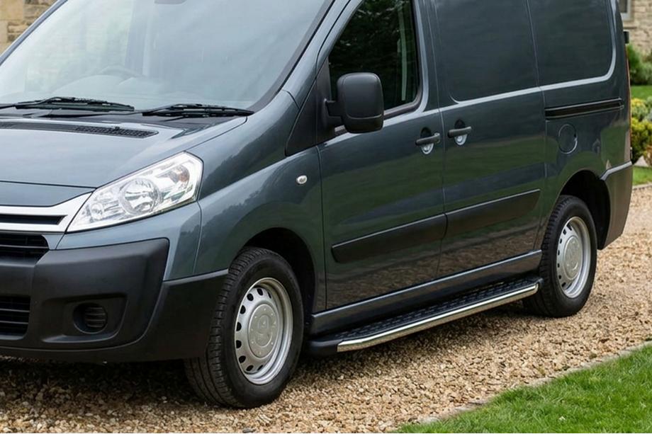Peugeot Expert 2007-2016 гг. Боковые Подножки BlackLine (2 шт, Алюминий) Image
