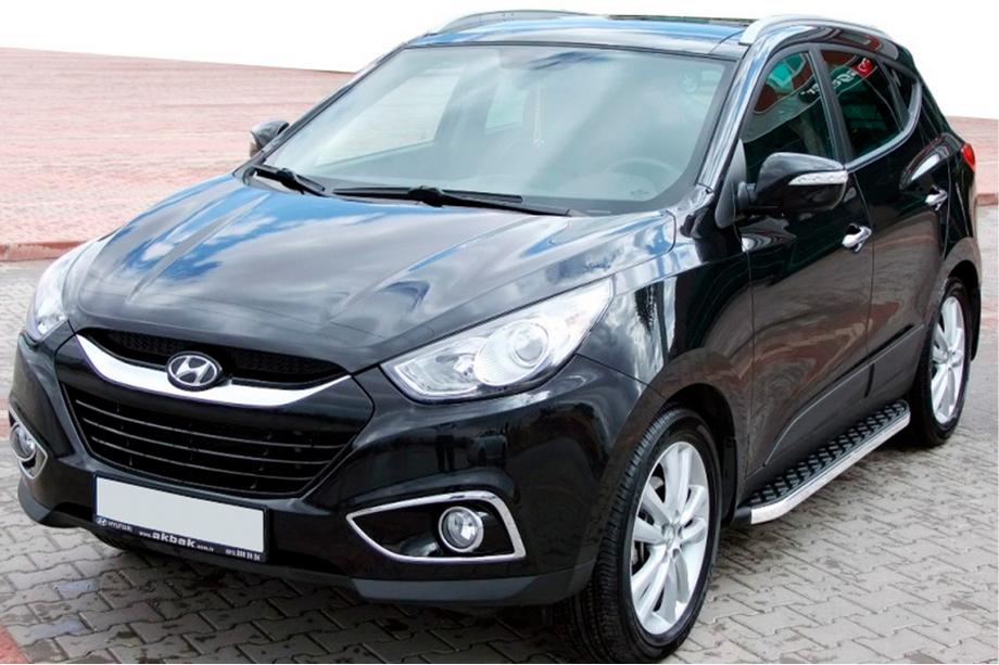 Hyundai IX-35 2010-2015 гг. Боковые Подножки BlackLine (2 шт, Алюминий) Image