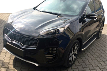 Kia Sportage 2010-2015 гг. Боковые Подножки BlackLine (2 шт, Алюминий) фото 1